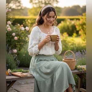 Lucky Brand Floral Square Neck Button Down top Excellent Condition Size Small